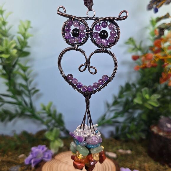 Other - Handmade Amethyst Crystal Owl Décor #73